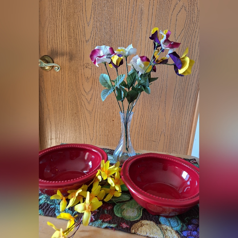 Princess House Pavillion Berry Red 7” Soup Cereal Bowl 2 Available